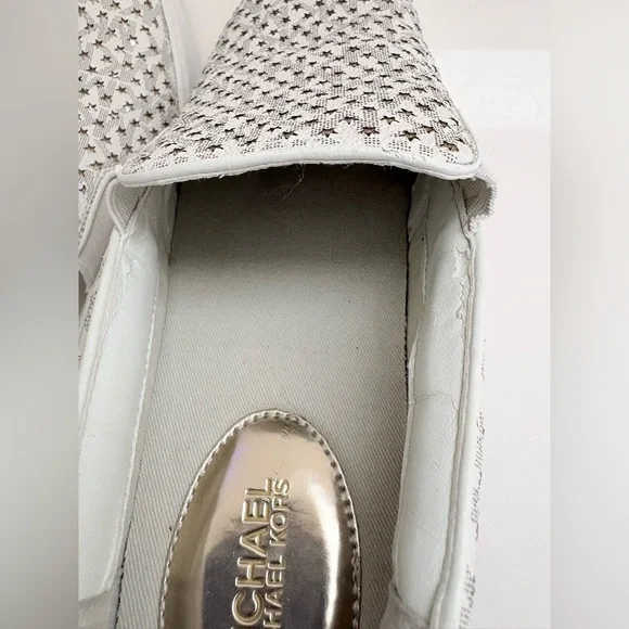 Michael Kors Women's Gold and White Slip-On Sneakers in size 8 - Picture 9 of 16